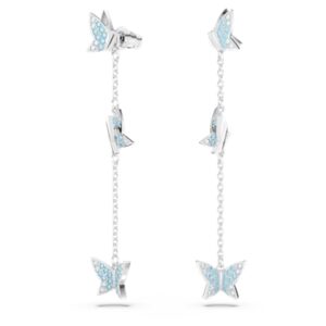Swarovski Lilia Blue Butterfly Drop Earrings – Silver