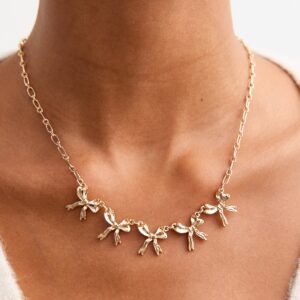 Gold Tone Bow Appeal Necklace New Glance