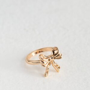 Gold Tone Bow Ring New Glance