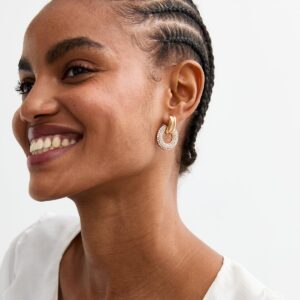 Gold Tone Crystal Drop Earrings New Glance
