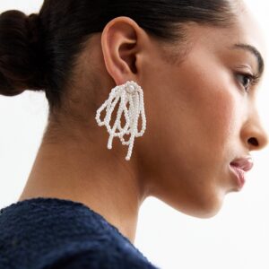 Cream Pretend Pearl Bow Earrings New Glance