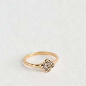 Gold Tone Flower Diamanté Ring New Look