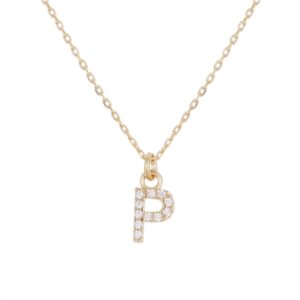 Argento Recycled Gold Letter Crystal Necklace – Letter P