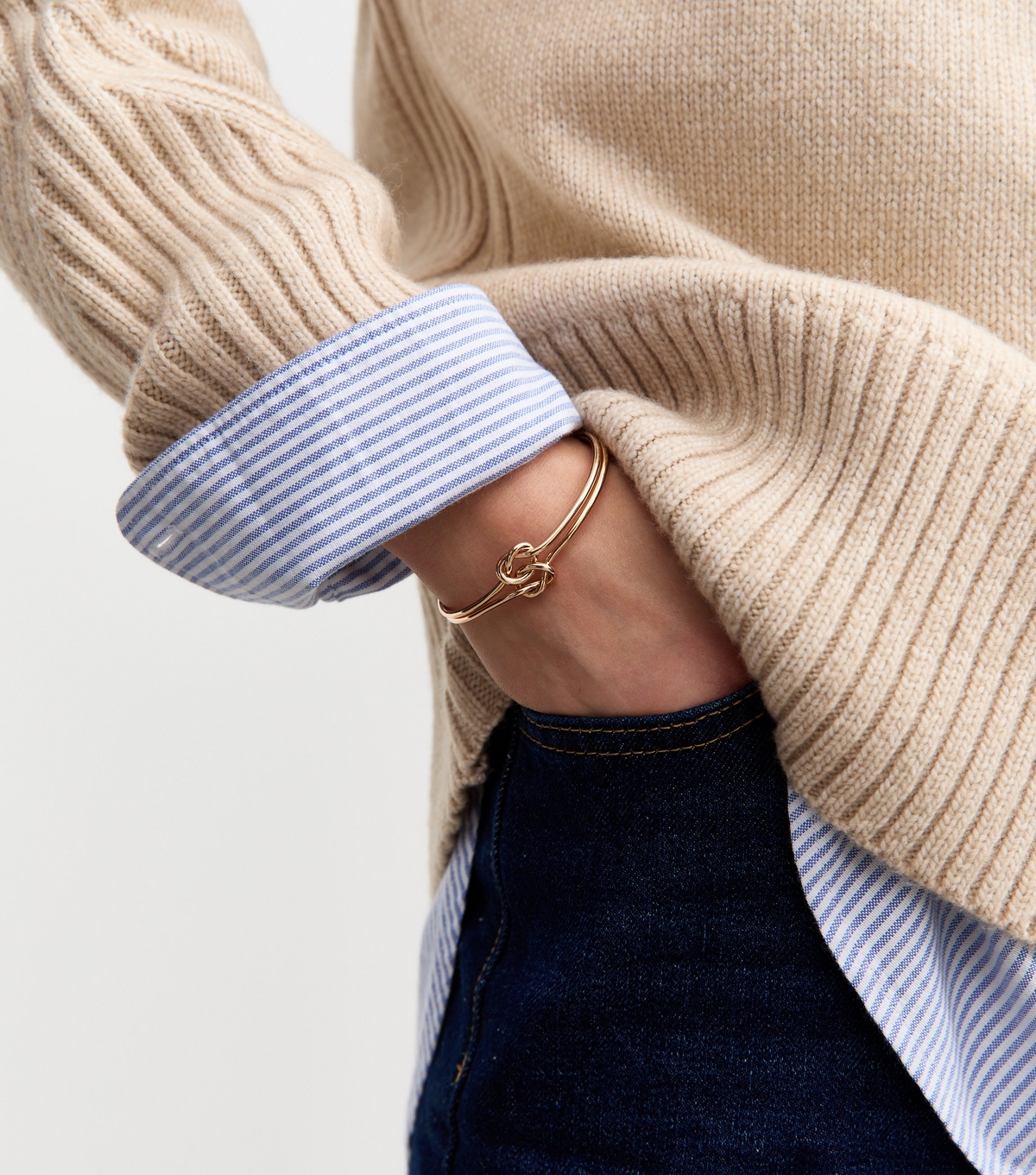 Gold Tone Knotted Cuff Bracelet New Glance