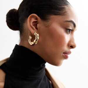 Gold Tone Twisted Hoop Earrings New Glance