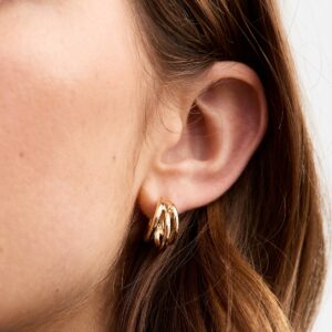 Gold Tone Triple Hoop Earrings New Glance