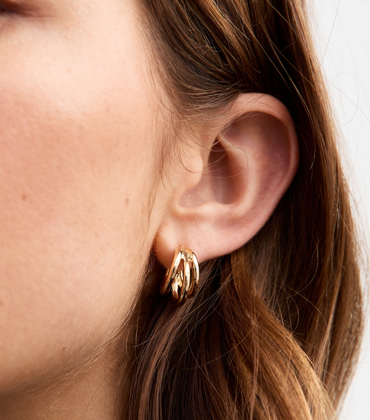 Gold Tone Triple Hoop Earrings New Glance