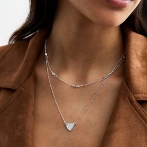 Silver Layered Pearl Impact Middle Allure Necklace New Glance
