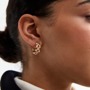 Gold Tone Chain Hoop Earrings New Look