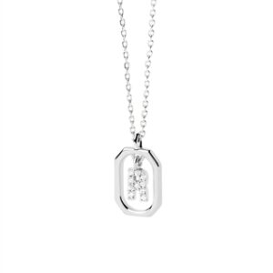 PDPAOLA Silver Mini Letter Necklace – Letter R