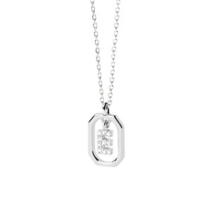 PDPAOLA Silver Mini Letter Necklace – Letter E