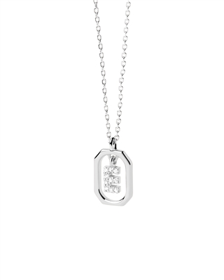 PDPAOLA Silver Mini Letter Necklace - Letter E