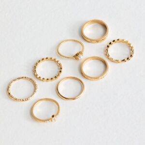 Pack of 8 Gold Tone Celestial Rings New Glance
