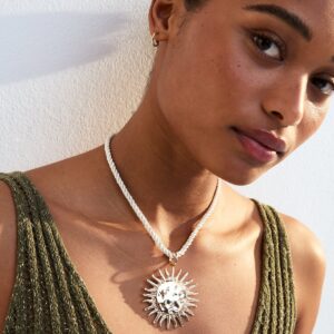 Cream Solar Pendant Rope Necklace New Glance