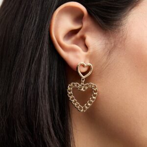 Gold Tone Chain Center Drop Earrings New Glance