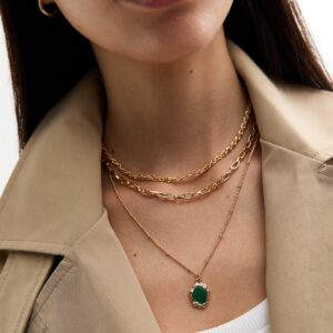Gold Tone Triple Layered Semi Treasured Stone Necklace New Glance