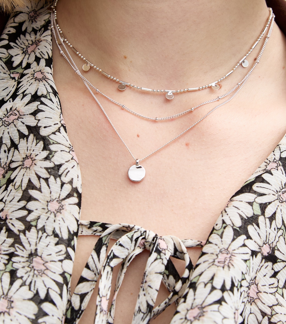 Silver Tone Layered Mini Attraction Necklace New Glance