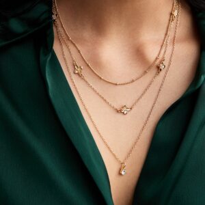 Gold Tone Multi-Row Mini Flower Allure Necklace New Glance