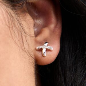 Silver Tone Diamanté Go Stud Earrings New Glance