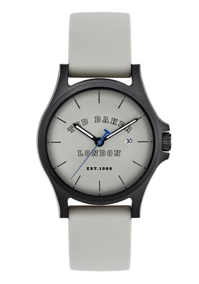 Ted Baker Mens Gray Silicone Strap Watch - Gray