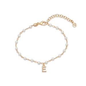 Argento Gold Letter Pearl Bracelet – E