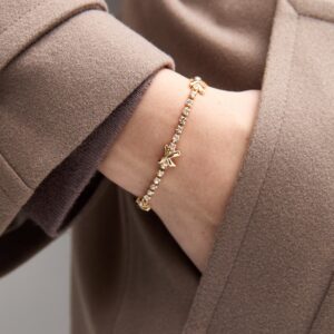 Gold Tone Pass Appeal Diamanté Tennis Bracelet New Glance