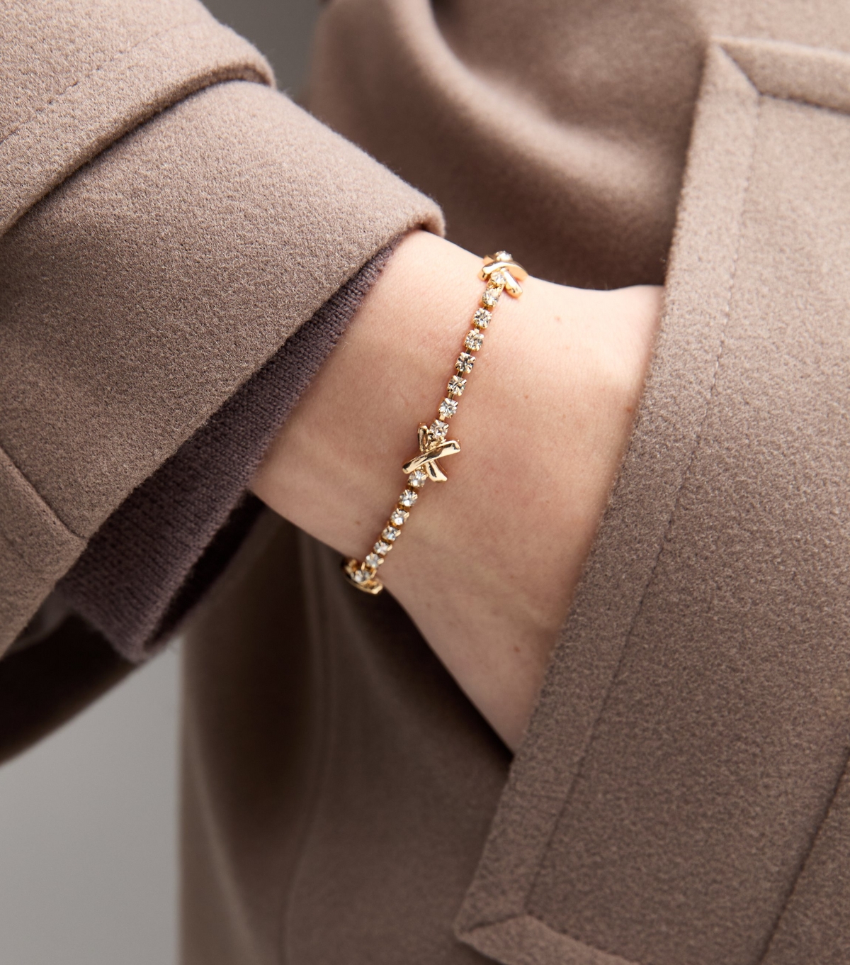Gold Tone Pass Appeal Diamanté Tennis Bracelet New Glance