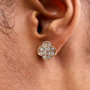 Gold Tone Diamanté Decorated Flower Earrings New Glance