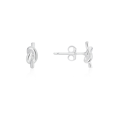 Argento Silver Knot Bar Stud Earrings - Silver