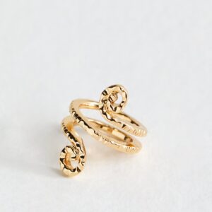 Gold Tone Textured Spiral Wraparound Ring New Glance