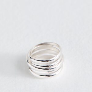 Silver Tone Wrap Impact Tube Ring New Glance