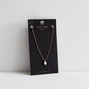 18ct Gold Plated Fake Pearl Pendant Necklace New Glance