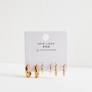 Gold Tone Pack Of three Mini Twist Hoop Earrings New Glance