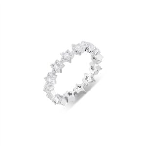 Argento Silver CZ Star Band Ring – 50