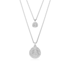 Swarovski Meteora Rhodium White Pavé Layered Pendant Necklace – 38cm