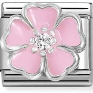 Nomination White Crystal Pink Peach Blossom Charm