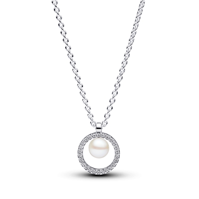 Pandora Treated Freshwater Cultured Pearl & Pavé Collier Necklace - 45cm