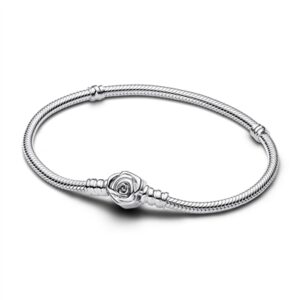 Pandora Moments Rose in Bloom Clasp Snake Chain Bracelet – 20cm