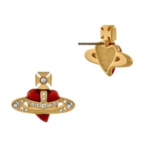 Vivienne Westwood Gold Pink Tooth New Diamante Center Stud Earrings – Gold