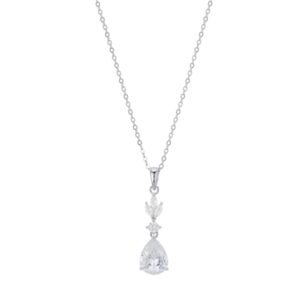 Argento Silver Crystal Bridal Drop Necklace – Silver