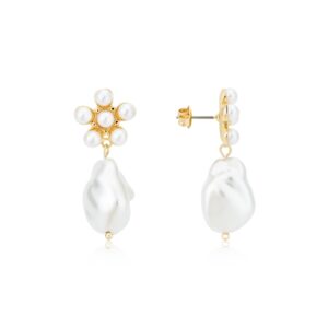 August Woods Gold Pearl Flower Drop Earrings – Gold
