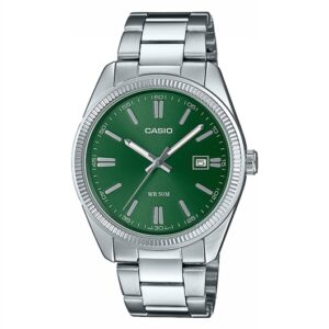 Casio Casio Assortment MTP-1302PD-3AVEF Inexperienced Dial Stainless Metal Bracelet Watch