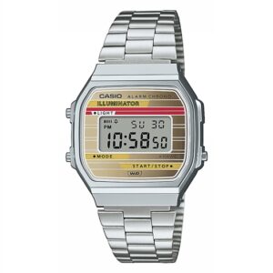 Casio Antique A168WEHA-9AEF Crimson and Cream Stainless Metal Bracelet Virtual Watch