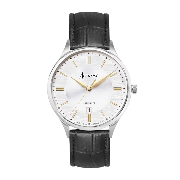 Accurist Males's Accurist Vintage Watch in Silver & Black - Silver
