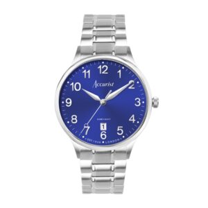 Accurist Males’s Vintage Windsor Blue Dial Silver Watch – Silver