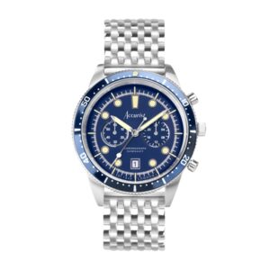 Accurist Males’s Dive Chronograph Windermere Blue Dial Watch – Silver