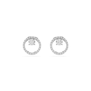 Swarovski Constella Rhodium Plated Round Crystal Stud Earrings