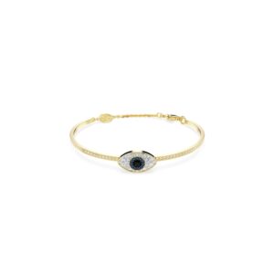 Swarovski Symbolica Gold Blue Crystal Evil Eye Bangle Bracelet