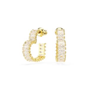 Swarovski Matrix Gold Center Form Baguette Crystal Hoop Earrings