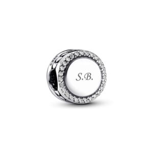 Pandora Silver Engravable Crystal Button Charm